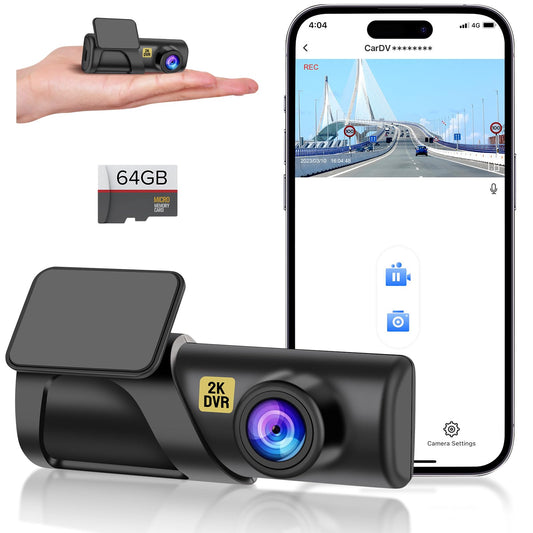 Dash Cam, WiFi FHD 1080P Dash Camera for Cars, Mini Car Camera, Dash Cam Front with Free 64GB SD Card, 160° Wide Angle, Night Vision, Loop Recording, 24H Parking Monitor, Support 128GB Max