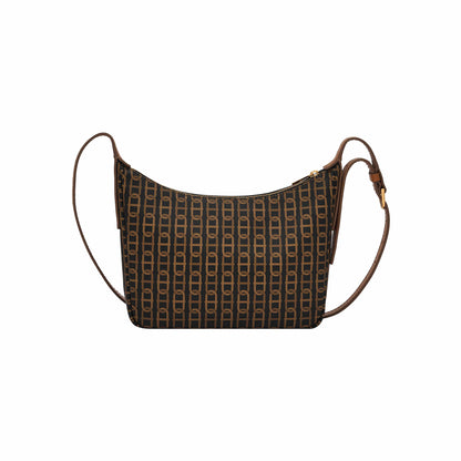 Fossil Women's Cecilia Faux Leather Small Crossbody Purse Handbag, Black/Brown Chain Print (Model: ZB1890914)