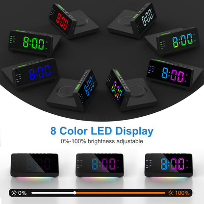 Night Light Alarm Clock With Wireless Charging Station
