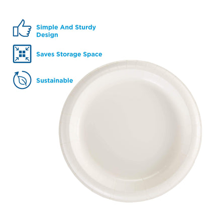 Dixie Basic 8.5" Light-Weight Paper Plates by GP PRO (Georgia-Pacific) White DBP09W 500 Count (125 Plates Per Pack 4 Packs Per Case)