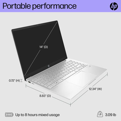 HP Pavilion Plus 14 inch Laptop, 2.8K OLED Display, 13th Generation Intel Core i7-1355U, 16 GB RAM, 1 TB SSD, NVIDIA GeForce RTX 2050 Graphics, Windows 11 Pro, 14-eh1299nr (2023)