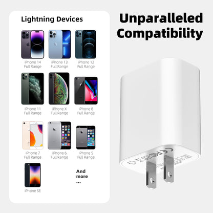 iPhone Charger Fast Charging [MFi Certified] 2 Pack 20W PD USB C Wall Charger Adapter with 2 Pack USB C to Lightning Cable Compatible for i Phone 14 13 12 11 Pro Max XR XS X and More