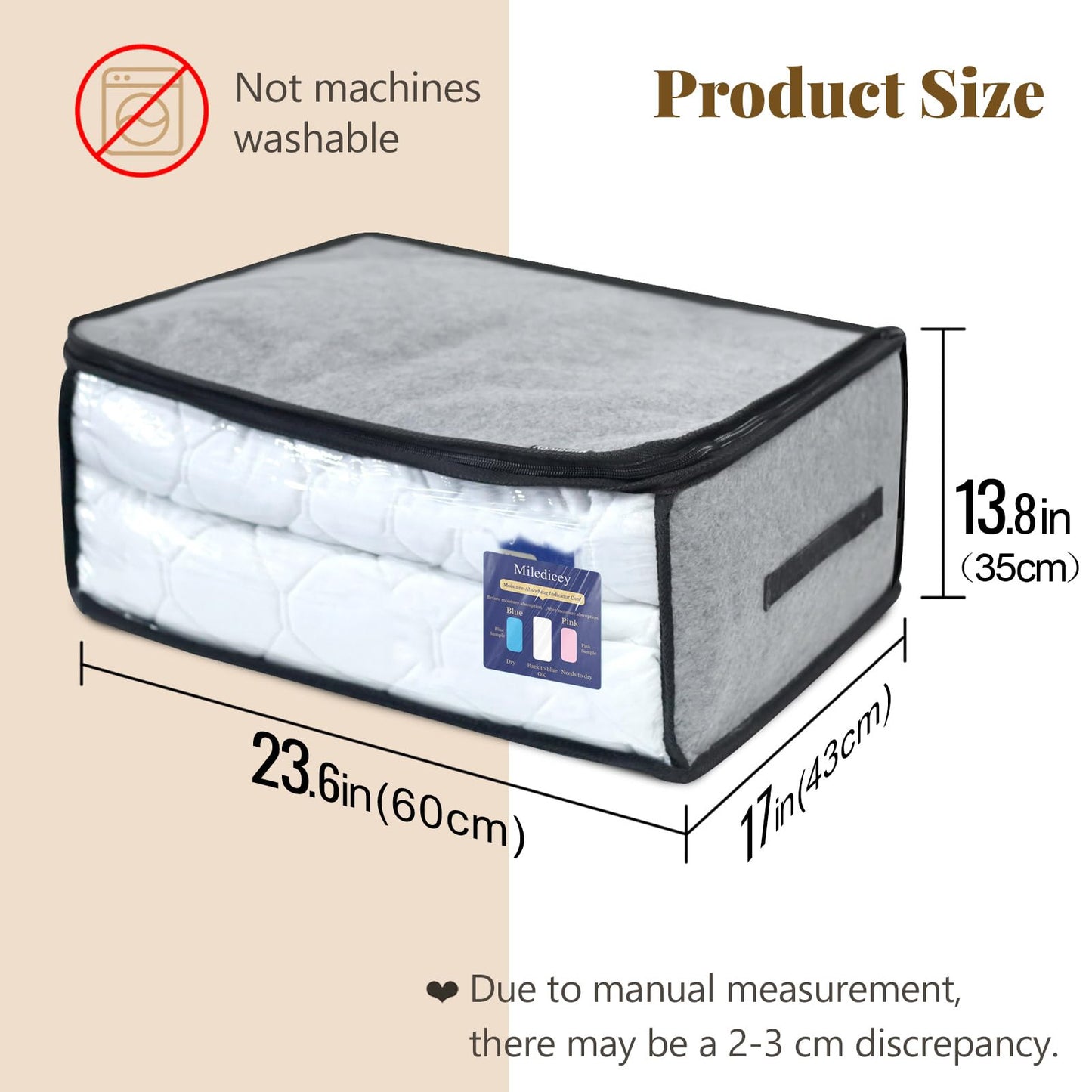 Miledicey 3-Ply Upgraded Cloth Bags for Blanket with Humidity Indicator (3 packs) | 90L Large Capacity Clothes Containers for Storing Comforter | Dust Proof Closet Orgnizer