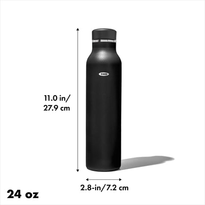 OXO Strive 24oz Insulated Water Bottle with Standard Lid - Onyx