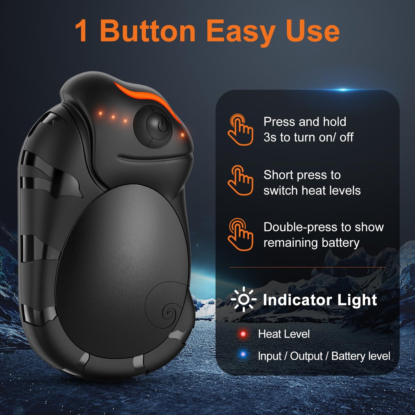 Netraty Hand Warmers Rechargeable 2 Pack, 6000mAh Chameleon Hot Hands Hand Warmers, Up to 20Hrs Electric Portable Pocket Heater for Outdoor, Camping, Hunting, Snow Golf, Women Men