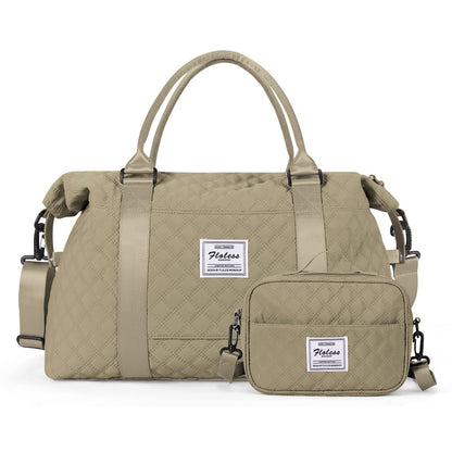 Weekender Bag for Women with Toiletry Bag, Travel Duffel Bag Overnight Carry on Bag, Gym Tote Bag with Wet Pocket,Pale Khaki