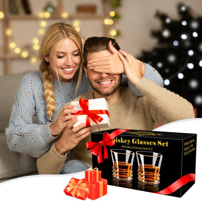 PARACITY Whiskey Glasses Set of 2, Old Fashioned Cocktail Glass, 10 OZ Whiskey Glasses, Bourbon Glasses, Glasses for Scotch, Liquor Vodka, Bourbon, Whiskey Gifts for Men, Husband, Boyfriend