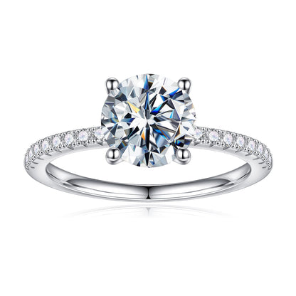 1.5CT Moissanite Ring for Women, D Color VVS1 Clarity Brilliant Simulated Diamond Rings Solitaire Round Cut Moissanite Rings 18K White Gold Plated S925 Sterling Silver Women Moissanite Engagement Ring