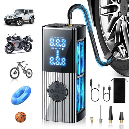 EnjoyNest Tire Inflator Portable Air Compressor, 20000mAh Portable Air Pump with Digital Pressure Gauge, LED Light, 38L/Min Fast Inflation for Cars, Bikes & Motorcycle Tires, Inflatables, Balls