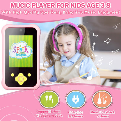 Kids Phone for Girls,2023 Newest Birthday Toys for Ages 3-8,MP3 Music Player Puzzle Games with Flip Camera,Toddler Learning Toys for 3 4 5 6 7 8 Year Old Girl with 3 Camera,32G SD Card