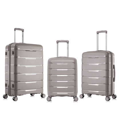 Rockland Pasadena Hardside Spinner Wheel Luggage, Silver, 19", 23", 27"