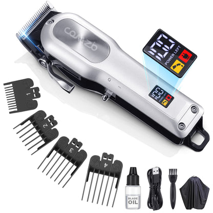 COMZIO Electric Hair Clippers for Men, Cordless High-Performance Professional Barber Hair Cutting Kit,Rechargeable Beard Trimmer, Home Haircut & Grooming Set with Large LED Display