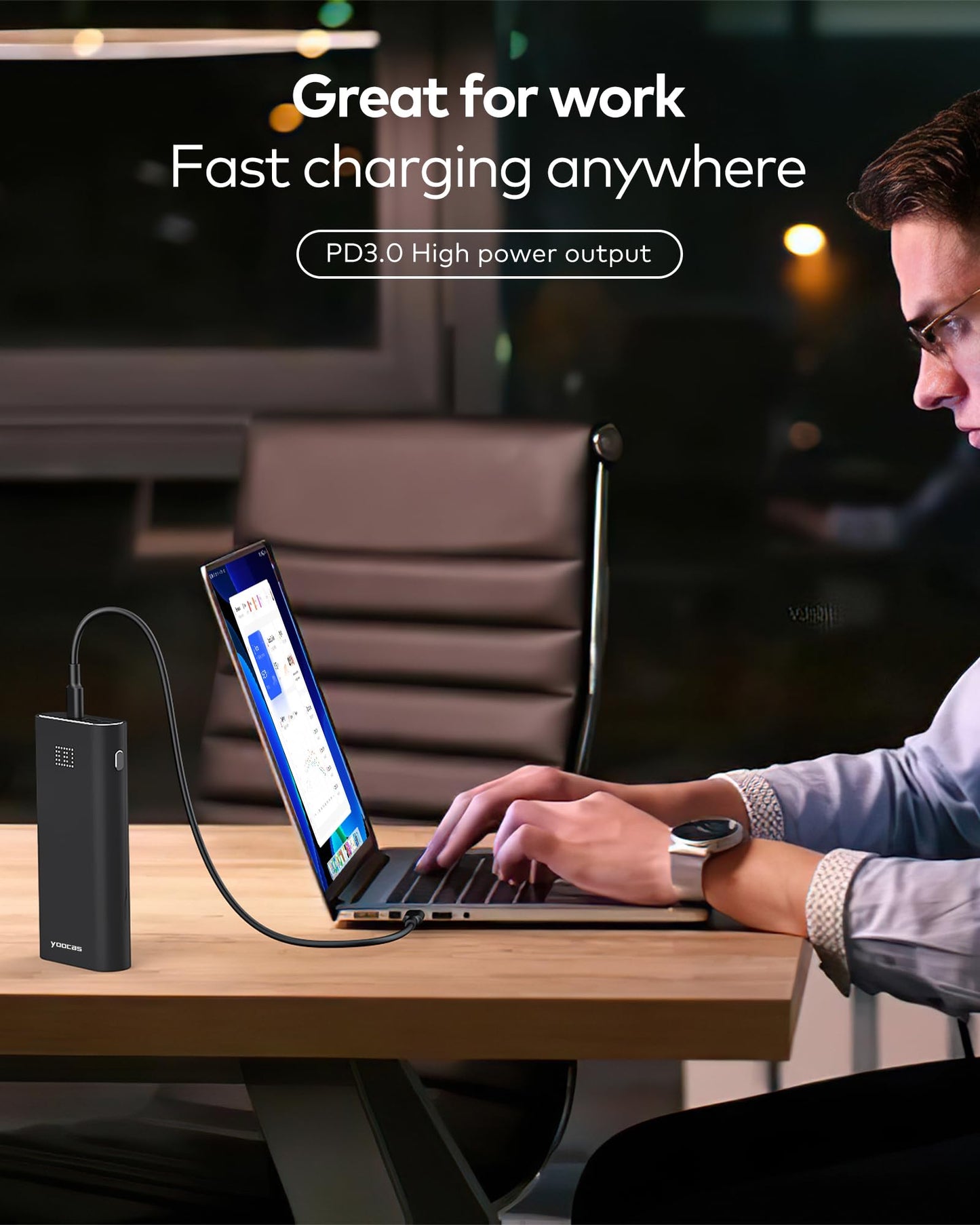 Yoocas PD Portable Charger 95W Total Output- 20000mAh Power Bank with 65W USB-C Fast Charging,External Battery Pack Charger for Mac Air/pro,HP,DELL,Lenovo,Steam Deck,Switch,iPad,iPhone,Android & etc