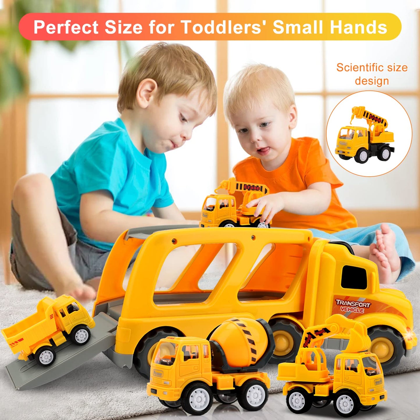 Nicmore Kids Toys Car for Boys: Toy Trucks for 2 3 4 5 6 Year Old Boys Girls | Toddler Toys 5 in 1 Carrier Vehicle Construction Toys for Kids Age 2-3 2-4 3-5 | Birthday Party Boy Gifts for Kids