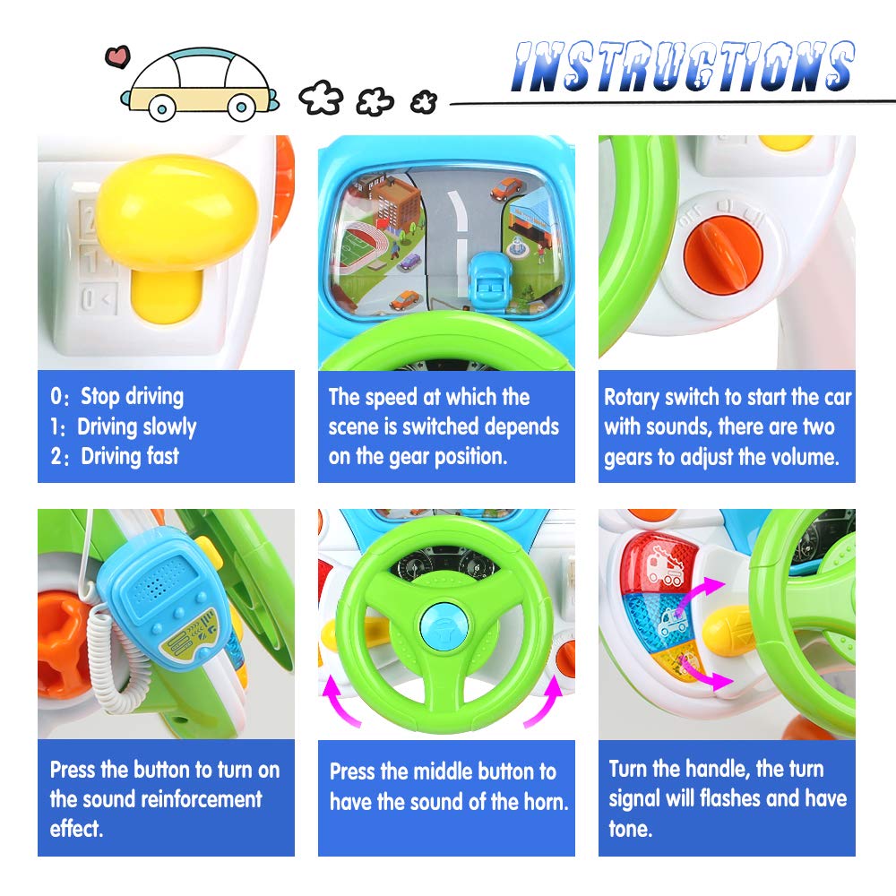 AMOSTING Pretend and Play Ride On Toys for Toddler Boys Girls Learning & Educational Baby Driver Toy Cars for Preschool Kids