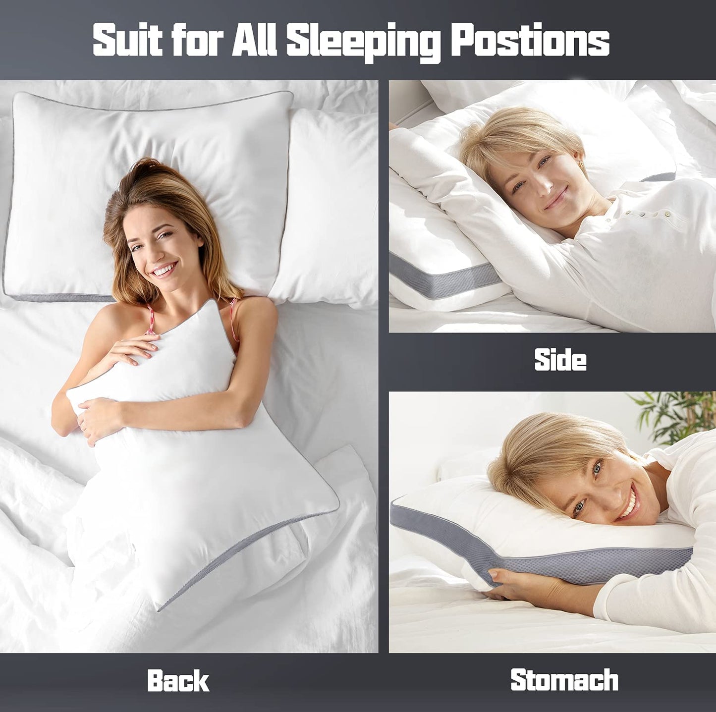 mislili Pillows Standard/Queen Size Set of 2, Bed Pillows for Sleeping, Cooling Hotel Quality with Premium Soft Down Alternative Fill for Back, Stomach or Side Sleepers