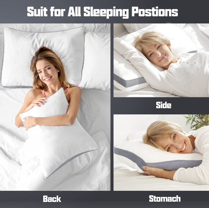 mislili Pillows Standard/Queen Size Set of 2, Bed Pillows for Sleeping, Cooling Hotel Quality with Premium Soft Down Alternative Fill for Back, Stomach or Side Sleepers