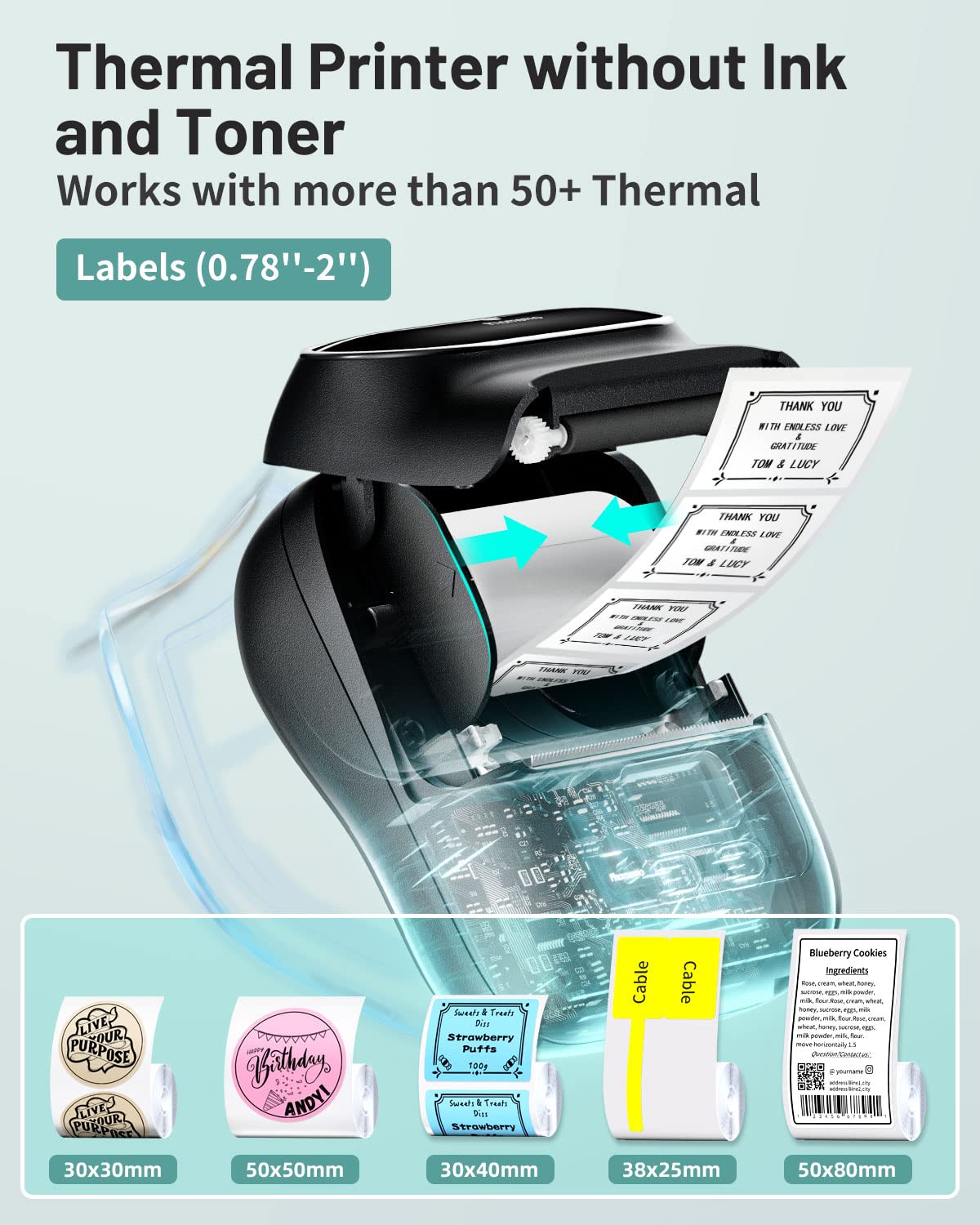 Phomemo M110 Label Makers - Barcode Label Printer Bluetooth Portable Thermal Printer for Small Business, Address, Logo, Clothing, Mailing, Sticker Printer for Phones & PC, Black