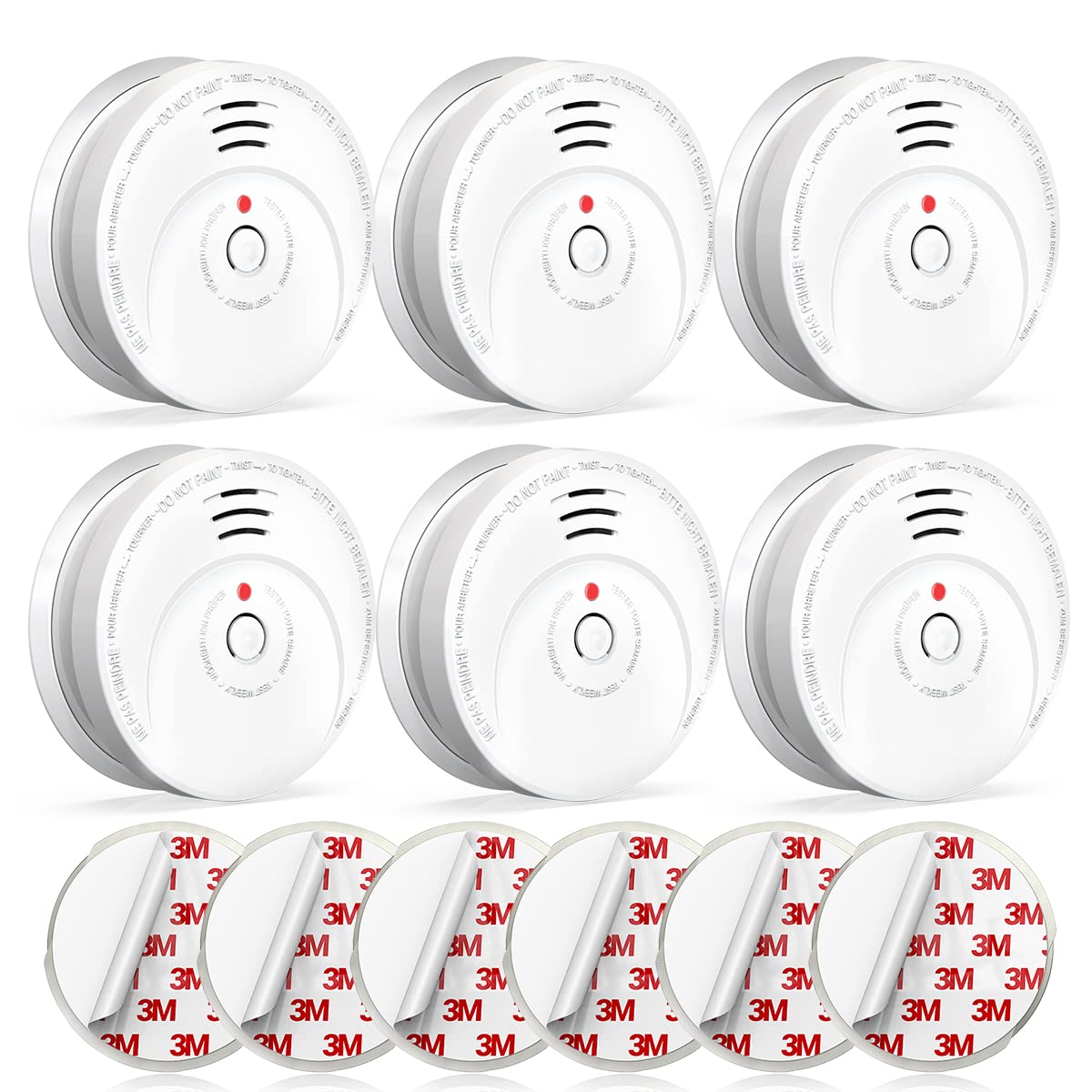 Jemay Smoke Detector, Smoke Alarm with Advanced Photoelectric Technology, Smoke Detector with Test Button and Low Battery Reminder, Fire Alarm with Battery Backup Used in Home, AW106, 6 Packs