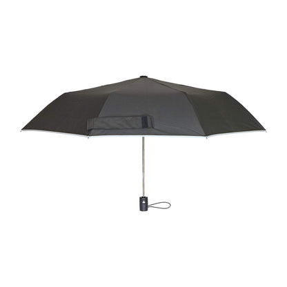 West Chester UMB340/OS Tri-Fold Umbrella - Black, 40 in., Pongee, Automatic Opening Umbrella with Fiberglass Ribs, Metal Shaft, Gray Trim