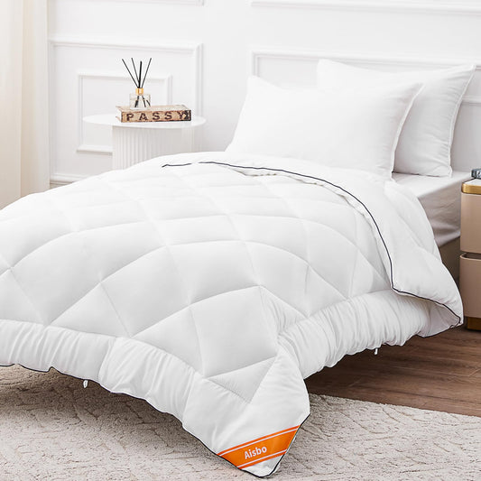 Aisbo Fluffy Duvet Insert Twin - Twin Size Duvet Insert White for All Season, Soft Lightweight Cooling Duvet with Corner Taps, 68x88 inch
