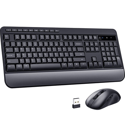 Wireless Keyboard and Mouse Combo, VEILZOR Full-Size 2.4G Ergonomic Computer Keyboard with Wrist Rest, 12+10 Independent Shortcuts, 4-Level 2400 DPI Wireless Mouse for Laptop/PC/Desktop,Windows/Mac OS