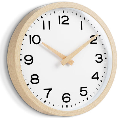 AKCISOT Wall Clock,Boho Kitchen 10 Inch Wall Clocks Battery Operated Non Ticking,Silent Modern Clock Decorative for Bedroom,Office,Bathroom,Living Room,Home (Wood Grain)