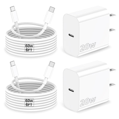 iPhone 15 Charger, Fast iPad Charger 2Pack 20W USB C Charger Block with USB C to USBC Cable 6FT for iPhone 15/15 Plus/15 Pro/15 Pro Max, iPad 10th, iPad 11/12.9 inch, iPad Air 4/5th, iPad Mini 6