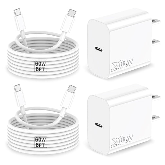 iPhone 15 Charger, Fast iPad Charger 2Pack 20W USB C Charger Block with USB C to USBC Cable 6FT for iPhone 15/15 Plus/15 Pro/15 Pro Max, iPad 10th, iPad 11/12.9 inch, iPad Air 4/5th, iPad Mini 6