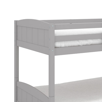 Hillsdale Alexis Contemporary Wood Arch Twin Over Twin Floor Bunk Bed with Slats, Gray