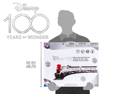 Lionel Disney100 Celebration Ready-to-Play Battery Powered Model Train Set with Remote, White, Black, Red, Large