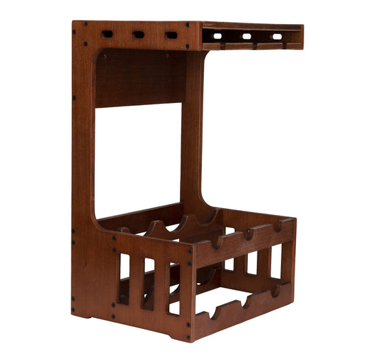 Mind Reader Wine and Wine Glass Rack, Wine Glass Holder, Countertop Bar Organizer, Wood, 13" L x 10.25" W x 20" H, Brown