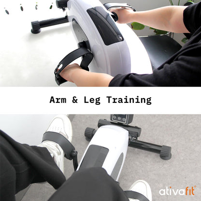 Ativafit Magnetic Under Desk Bike Pedal Exerciser for Home Workout Portable Mini Exercise Bike Arm & Leg Exerciser Physical Therapy Equipment for Seniors (White)