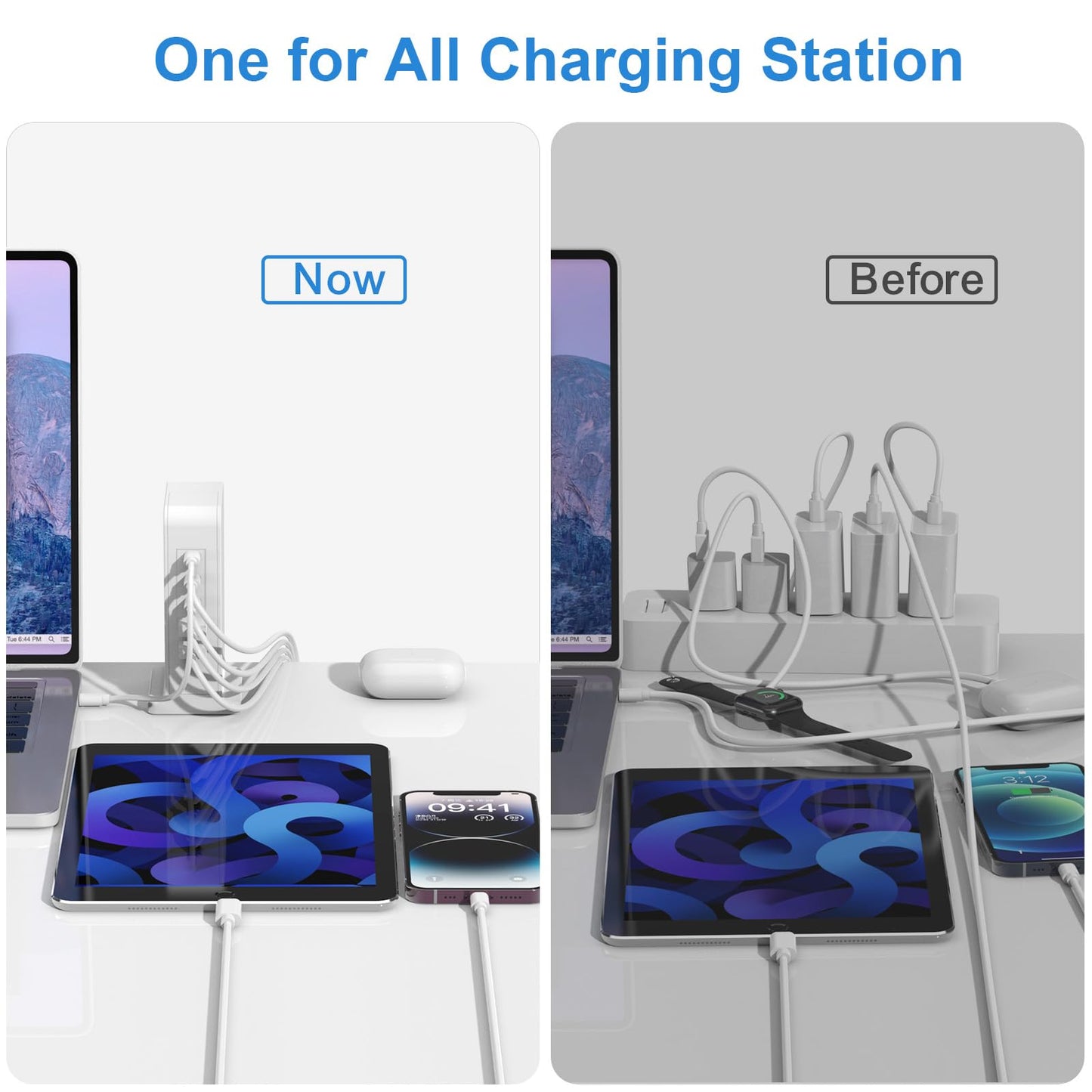 USB C Charger Block 120W, Charging Station for Multiple Devices, USB Charging Block, USB C GaN Fast Charging Hub, 65W USB C Laptop Charger Compatible for MacBook Pro/Air, iPhone, iPad, Samsung