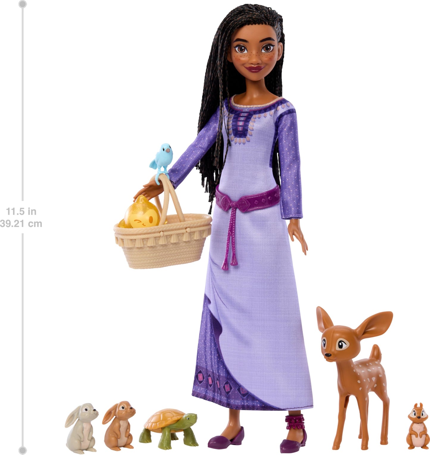 Mattel Disney Wish Doll & Accessories, Woodland Animals of Rosas Surprise Set with Asha Fashion Doll & 6 Surprises Including Animal Friends