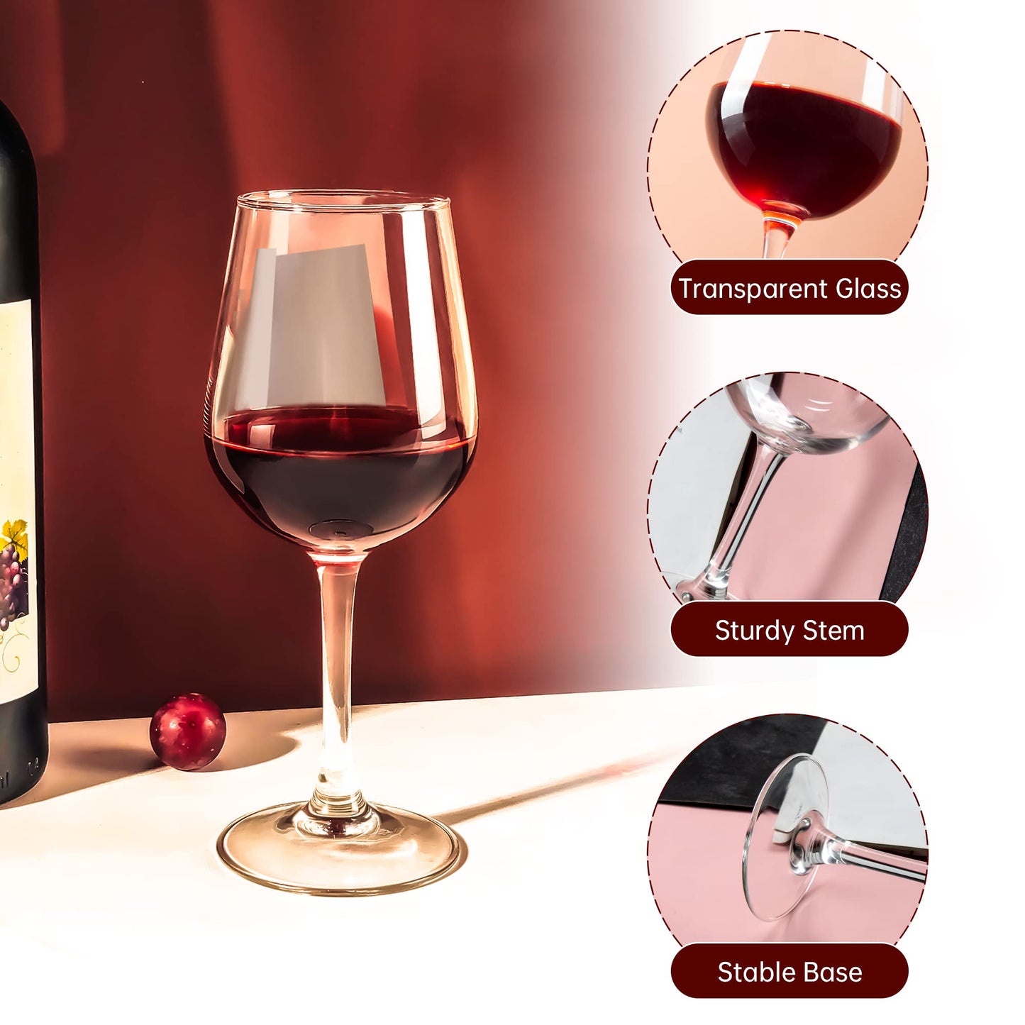 YARYOUNG Elegant 15 oz Tempered Red Wine Glasses Set of 8 for Special Occasions, Stylish and Durable