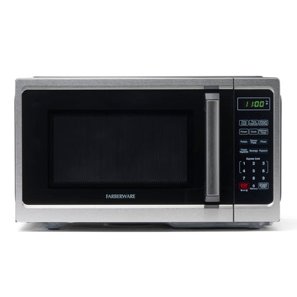 Farberware Countertop Microwave 900 Watts, 0.9 cu ft - Microwave Oven With LED Lighting and Child Lock - Perfect for Apartments and Dorms - Easy Clean Stainless Steel