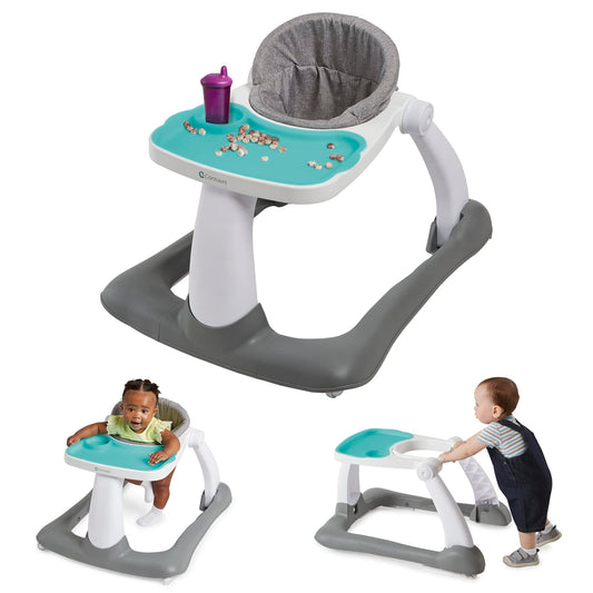 Contours Baby Walker | Graze 2-Stage Baby Push Walker for Girls and Boys, Seated and Walk-Behind, Removable and Washable Seat Pad and Snack Tray, Folds Flat for Storage