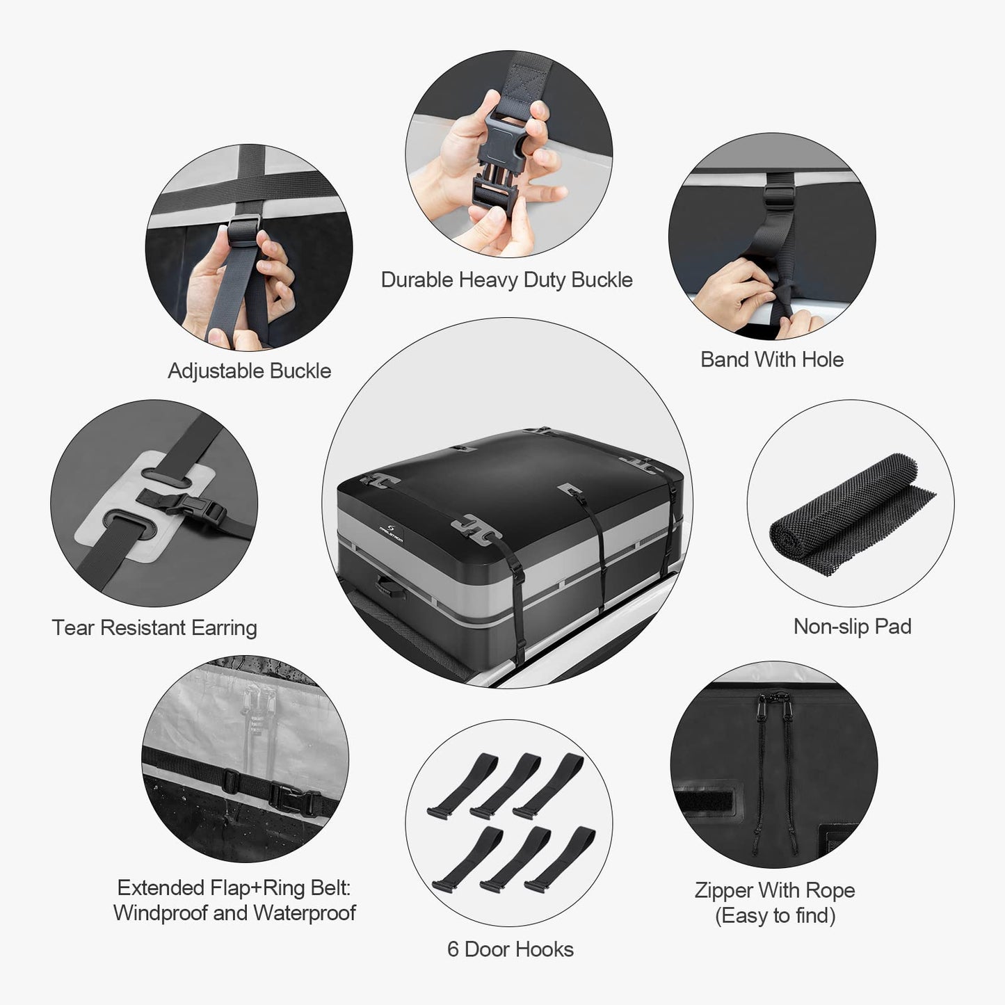 Maelstrom Rooftop Cargo Carrier,Car Roof Bag,21 Cubic Feet Waterproof Roof Rack Cargo Carrier,Tear Resistant Vehicle Cargo Carrier for Car with/Without Rack,Gray (BST01-MSRB01-21CFBK-2)