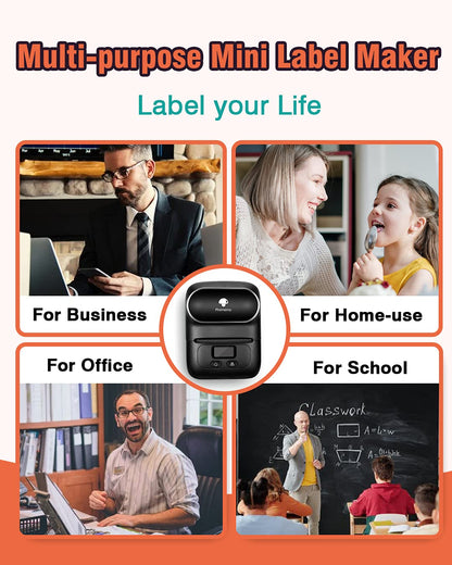 Phomemo M110 Label Makers - Barcode Label Printer Bluetooth Portable Thermal Printer for Small Business, Address, Logo, Clothing, Mailing, Sticker Printer for Phones & PC, Black