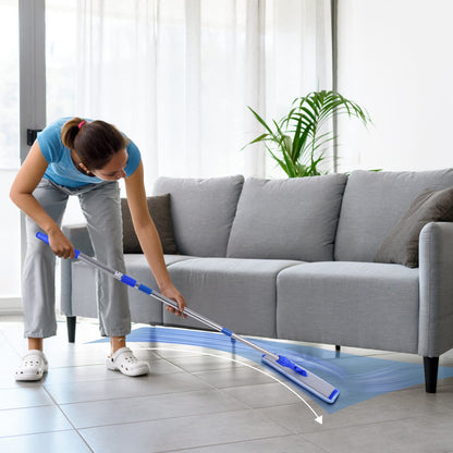 Bonpally Microfiber Mop for Floor Cleaning, 18" Flat Mop for Hardwood Floors, Laminate Floor Mop for Cleaning with Extendable Handle, 4 Reusable Mop Pads, Wet and Dust Mops for Floor Cleaning,Blue