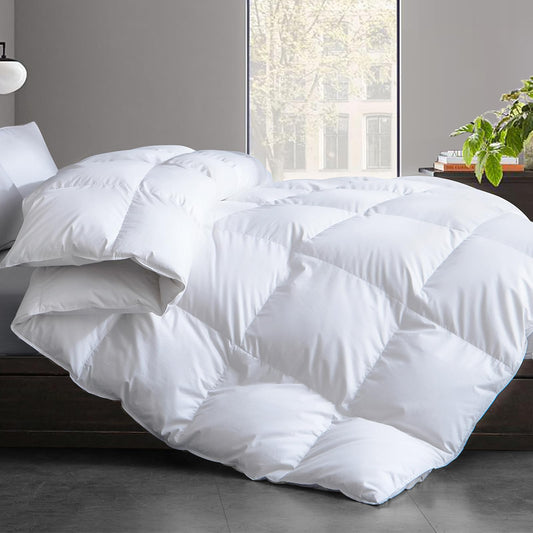 Cosybay Feather Comforter Filled with Feather & Down - Lightweight White Full Size Duvet Insert- Luxurious Hotel Bedding Comforters with 100% Cotton Cover - Full 82 x 86 Inch