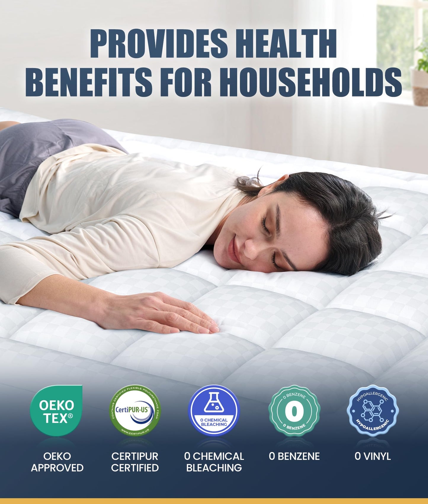 Novted Memory Foam Mattress Pad Full for Pressure Relief, Strong-Support & Ultra-Cozy Mattress Topper, Breathable Soft Microfiber Protector, Noiseless Bed Cover Vinyl Free, 8-21'' Deep Pocket