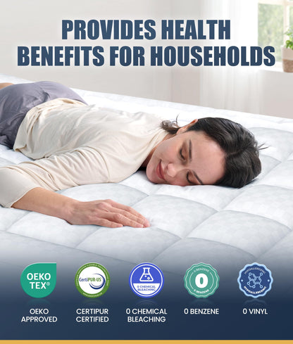 Novted Memory Foam Mattress Pad Full for Pressure Relief, Strong-Support & Ultra-Cozy Mattress Topper, Breathable Soft Microfiber Protector, Noiseless Bed Cover Vinyl Free, 8-21'' Deep Pocket
