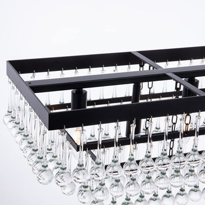 UPDATE: SOLD OUT! TOCHIC Crystal Chandelier, 47.2" Black Crystal Dining Room Light Chandelier, Farmhouse Kitchen Island Chandelier Lighting, Adjustable Linear Hanging Light Fixtures for Living Room Office Area Bar