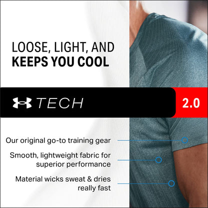 Under Armour Men's Tech Golf Polo, White (100)/Graphite, Large Tall