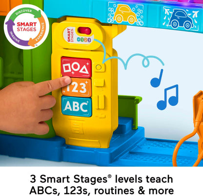 Fisher-Price Little People Toddler Playset Light-Up Learning Garage with Smart Stages Plus Toy Car and Ramp for Ages 1+ Years
