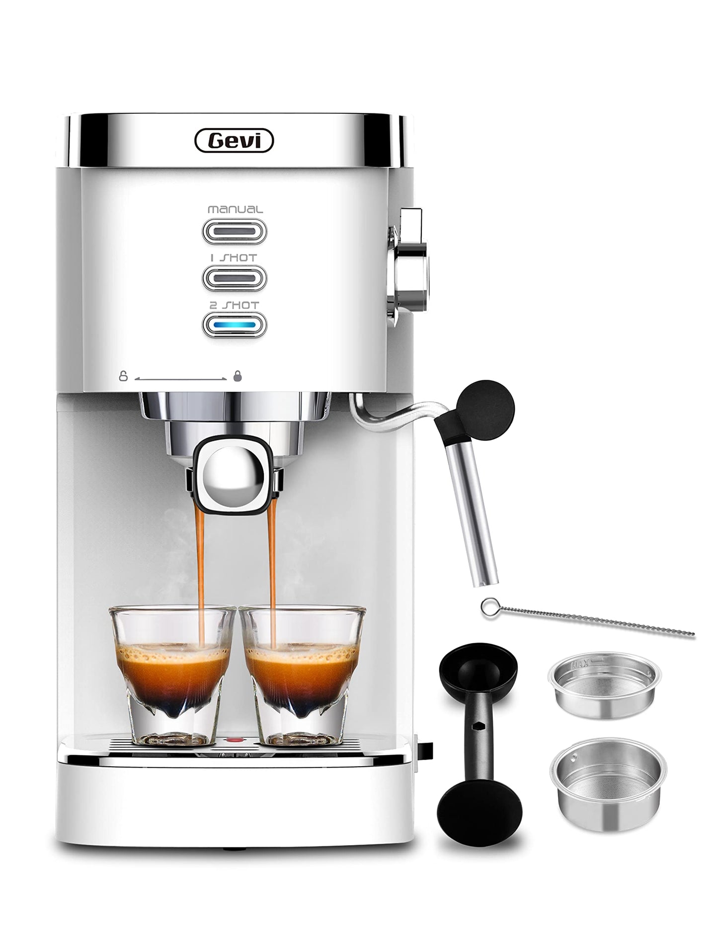 Gevi 20 Bar Espresso Machine, Cappuccino Machine with Milk Frother Steam Wand, Compact Espresso Super Automatic Espresso Machines for home with 34oz Removable Water Tank for Espresso Machines