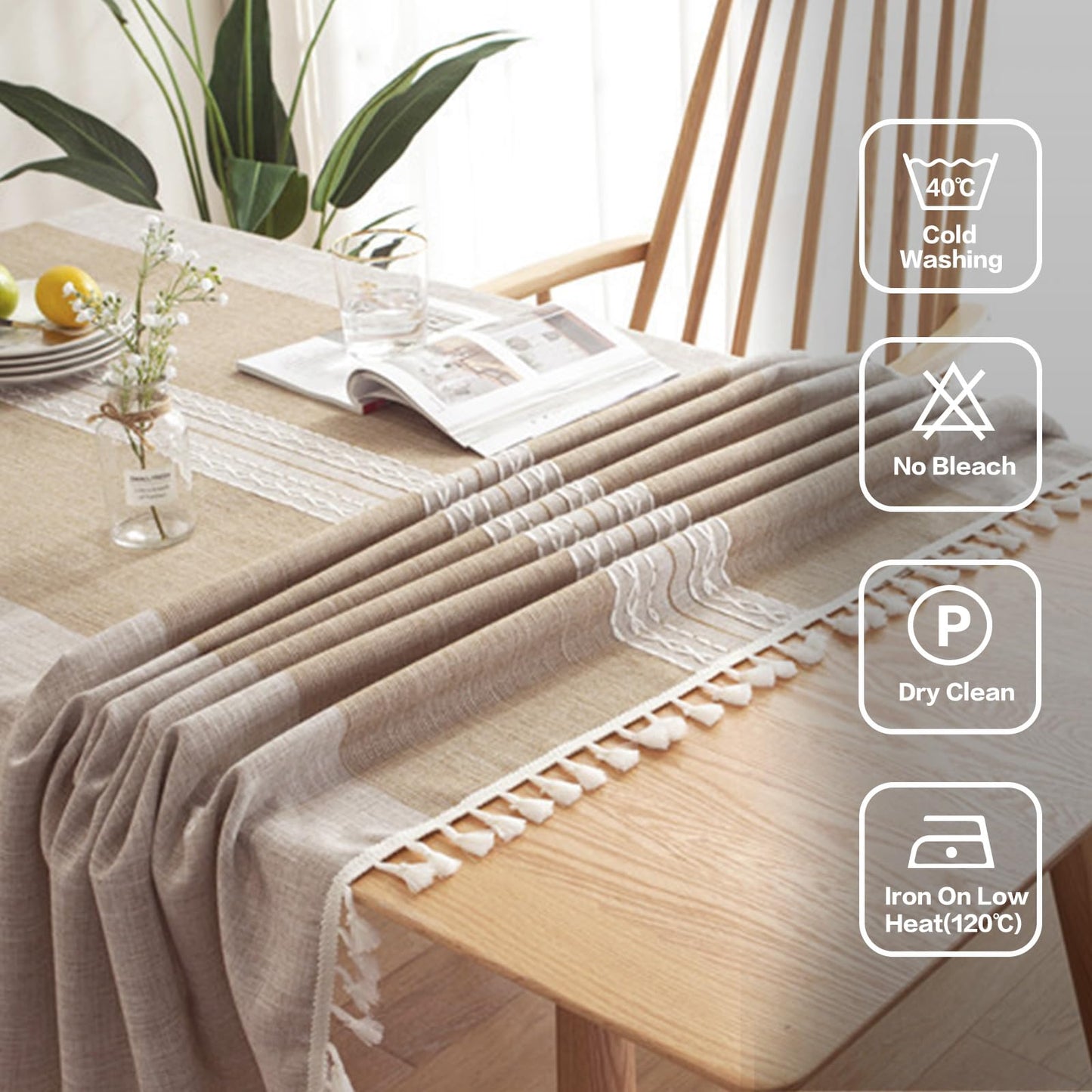 IVAPUPU Rectangle Table Cloth Linen Tablecloth Spillproof Wrinkle Free Kitchen Dinning Tabletop Decoration Table Cover Party Banquet 58''x120'' 10-12 Seats
