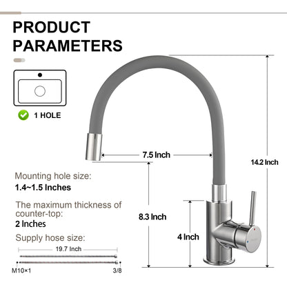 PHICHI Pull Out Kitchen Sink Faucet, 360° Free Bending Kitchen Faucet, Adjustable Sink Kitchen Faucet,Hot and Cold Kitchen Faucet, Universal Foaming Pipe,Grey